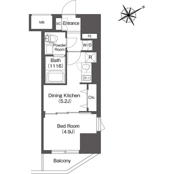 東京都台東区柳橋1(マンション)の賃貸物件の間取り
