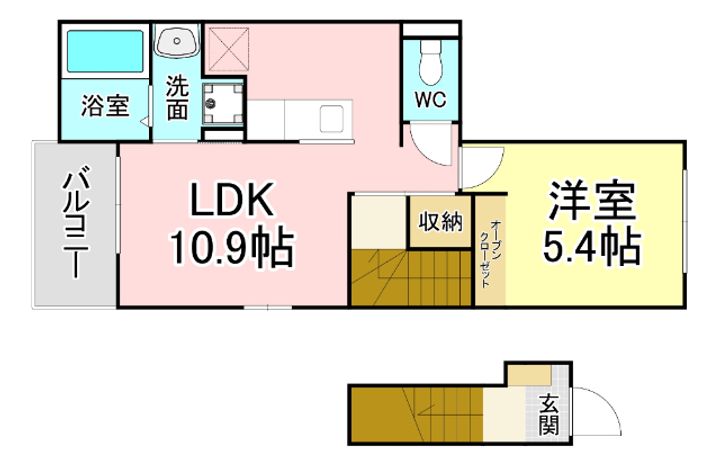 福岡県北九州市門司区西海岸2(アパート)の賃貸物件の間取り