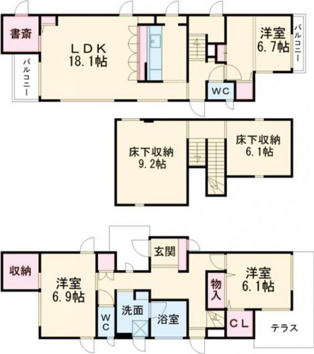 栃木県小山市西城南4(一戸建)の賃貸物件の間取り