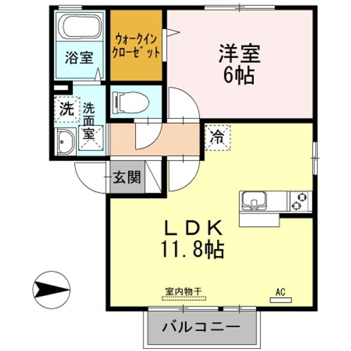 徳島県板野郡松茂町中喜来字稲本(アパート)の賃貸物件の間取り
