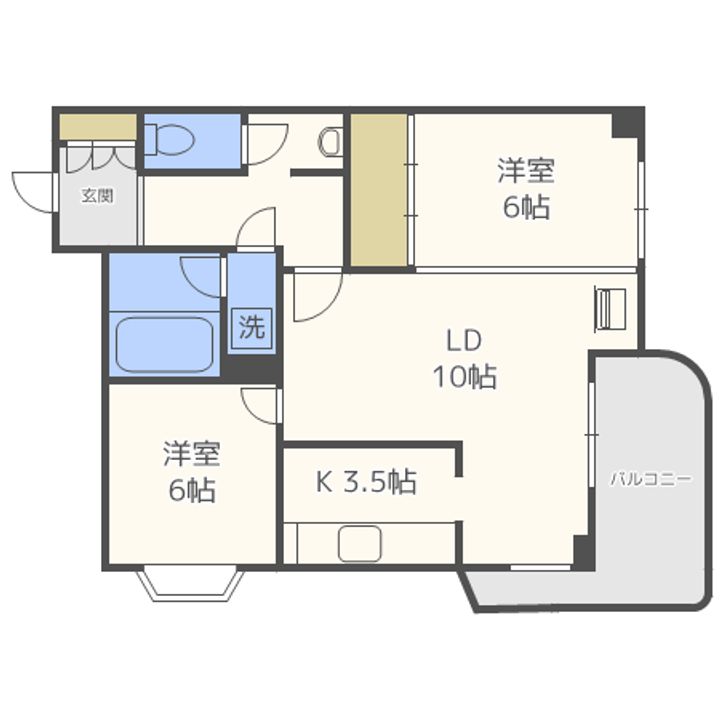 北海道札幌市中央区南十三条西1(マンション)の賃貸物件の間取り