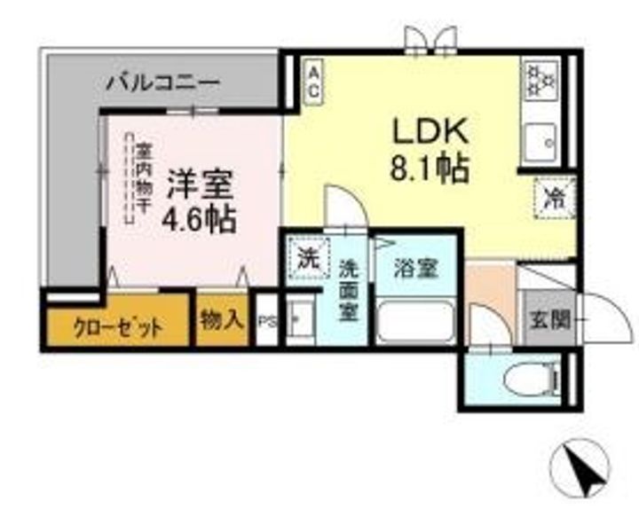 岡山県倉敷市川西町の賃貸アパートの間取り