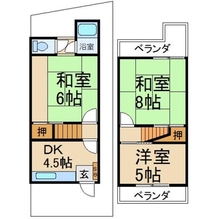 大阪府寝屋川市萱島東3(一戸建)の賃貸物件の間取り