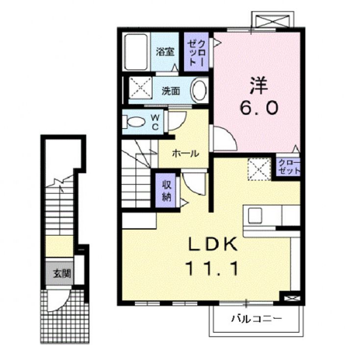 滋賀県甲賀市水口町名坂(アパート)の賃貸物件の間取り
