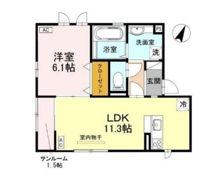 鹿児島県鹿児島市東谷山1(アパート)の賃貸物件の間取り