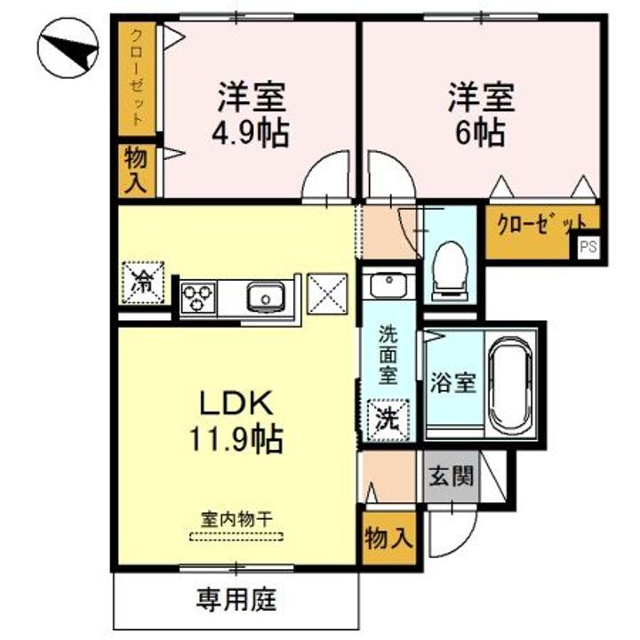 大阪府枚方市村野東町(アパート)の賃貸物件の間取り