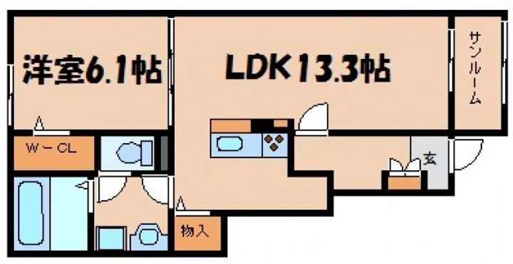 広島県安芸郡熊野町初神1(アパート)の賃貸物件の間取り