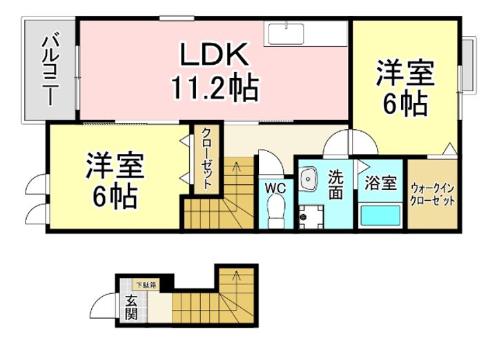 福岡県北九州市小倉南区中吉田6(アパート)の賃貸物件の間取り