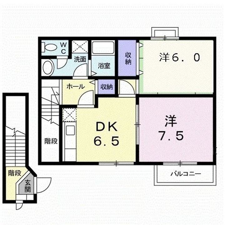 福島県いわき市平下平窪字諸荷前(アパート)の賃貸物件の間取り
