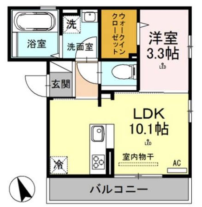 埼玉県所沢市東狭山ケ丘1(アパート)の賃貸物件の間取り