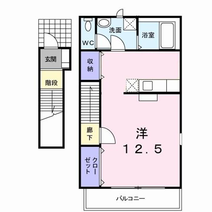 新潟県新潟市西区五十嵐2の町(アパート)の賃貸物件の間取り
