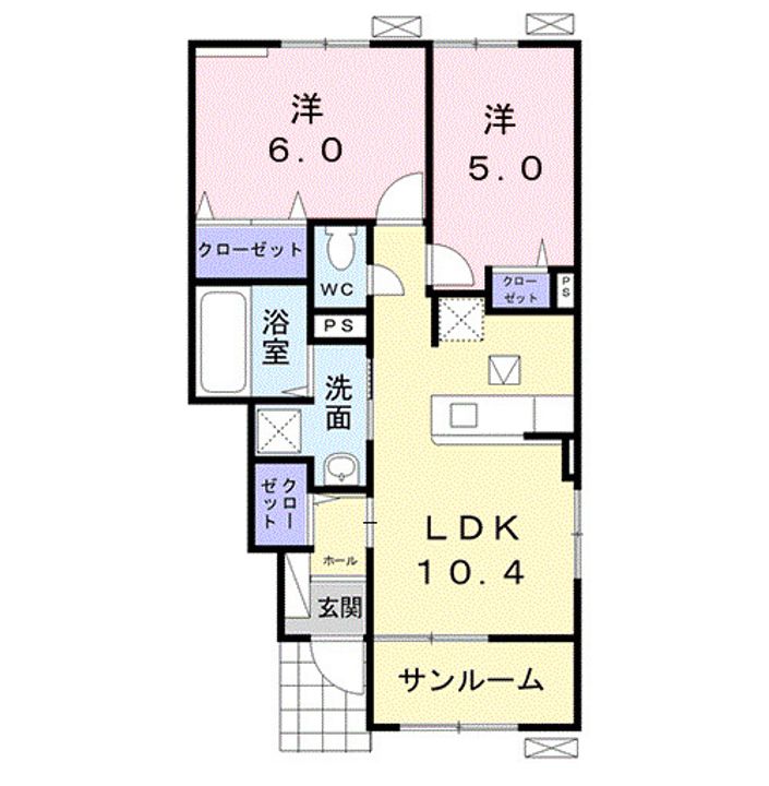 住田町世田米字川向【メゾンドソレイユA】築6年の間取り