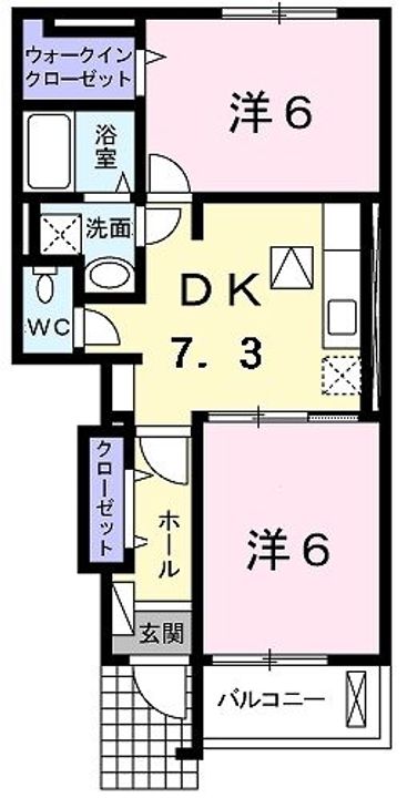 京都府南丹市園部町城南町中井(アパート)の賃貸物件の間取り