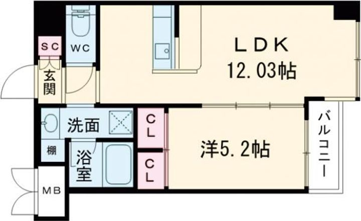 大阪府東大阪市長田中1(マンション)の賃貸物件の間取り