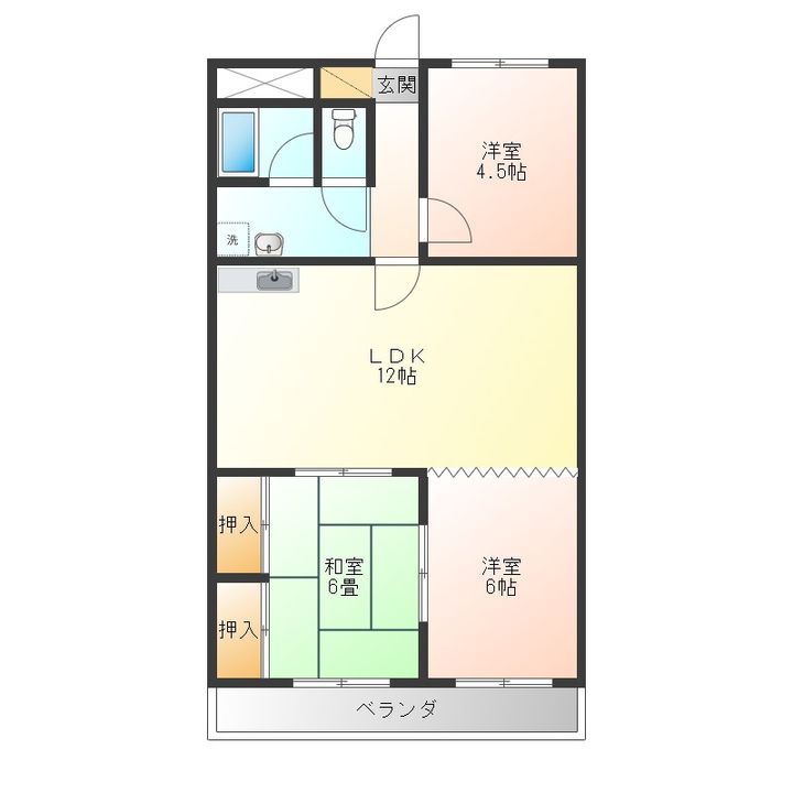 徳島県徳島市明神町6(マンション)の賃貸物件の間取り