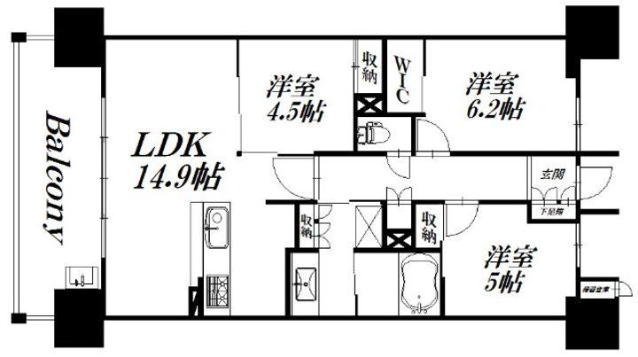 静岡県浜松市中央区中央2(マンション)の賃貸物件の間取り