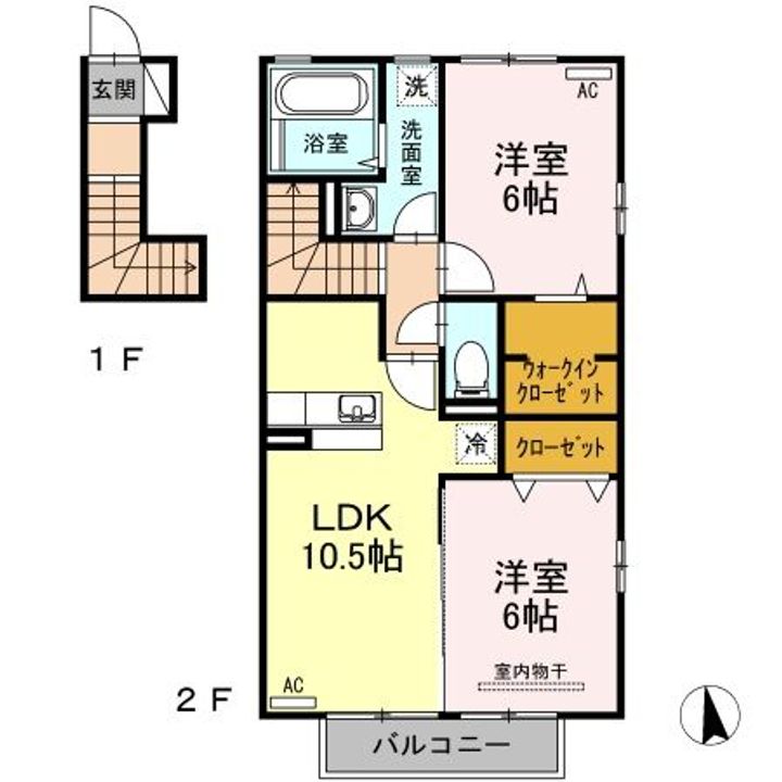福島県いわき市小名浜野田字田中(アパート)の賃貸物件の間取り