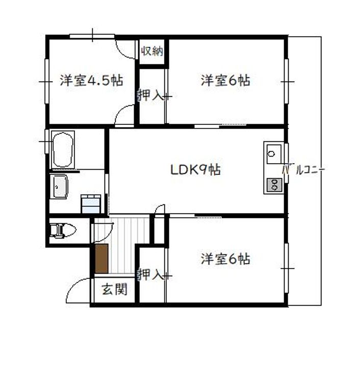 岡本ハイツ(3LDK)の間取り