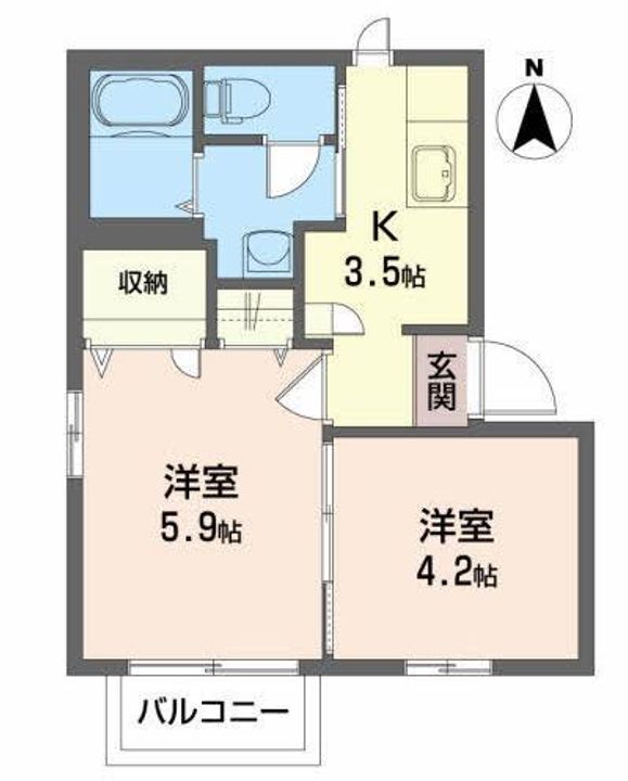 山形県山形市西田5(アパート)の賃貸物件の間取り