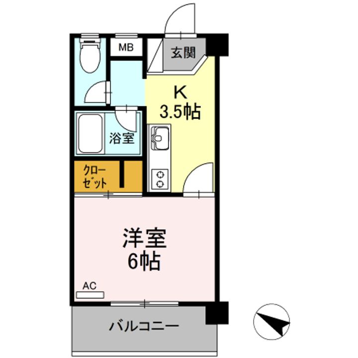広島県東広島市西条町田口の賃貸マンションの間取り