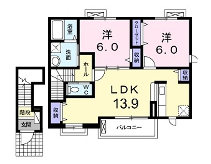 広島県広島市安佐北区亀山7(アパート)の賃貸物件の間取り
