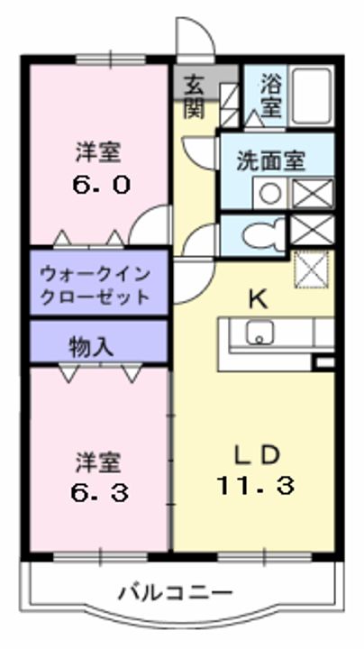 高知県香南市野市町西野(マンション)の賃貸物件の間取り
