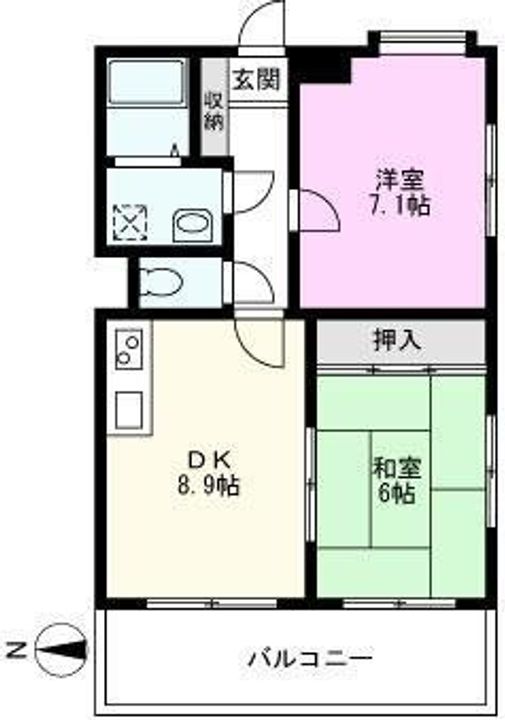 埼玉県越谷市北越谷5(マンション)の賃貸物件の間取り