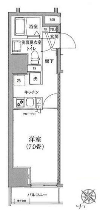東京都文京区千駄木4(マンション)の賃貸物件の間取り