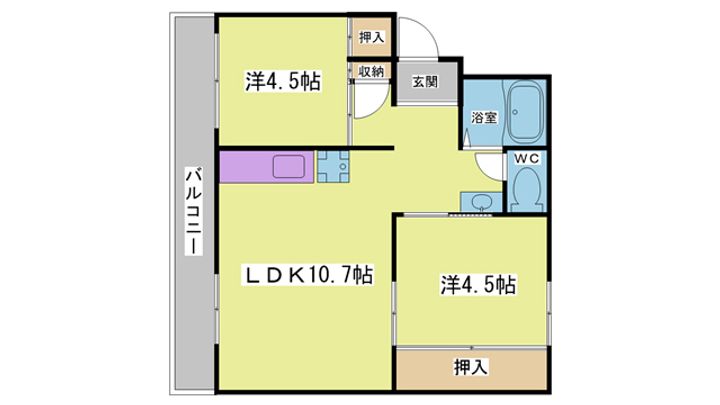 ドミールサニー君影2号棟の間取り