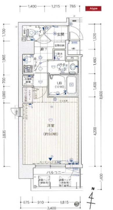 大阪府大阪市北区豊崎2(マンション)の賃貸物件の間取り