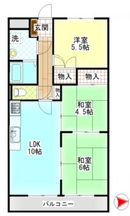 岡山県岡山市中区倉田の賃貸マンションの間取り