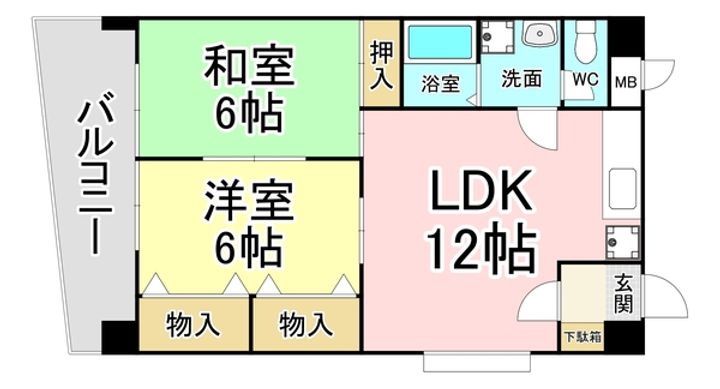 福岡県北九州市小倉北区三萩野2(マンション)の賃貸物件の間取り