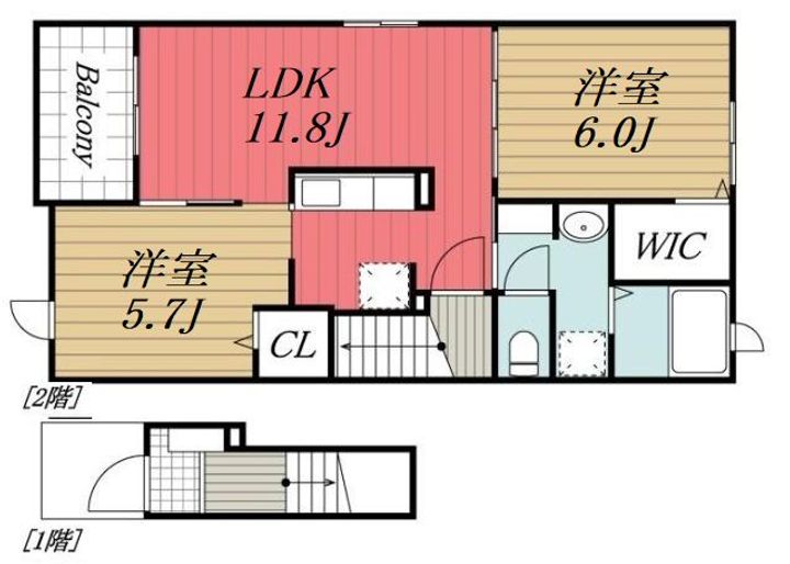 千葉県東金市田間(アパート)の賃貸物件の間取り