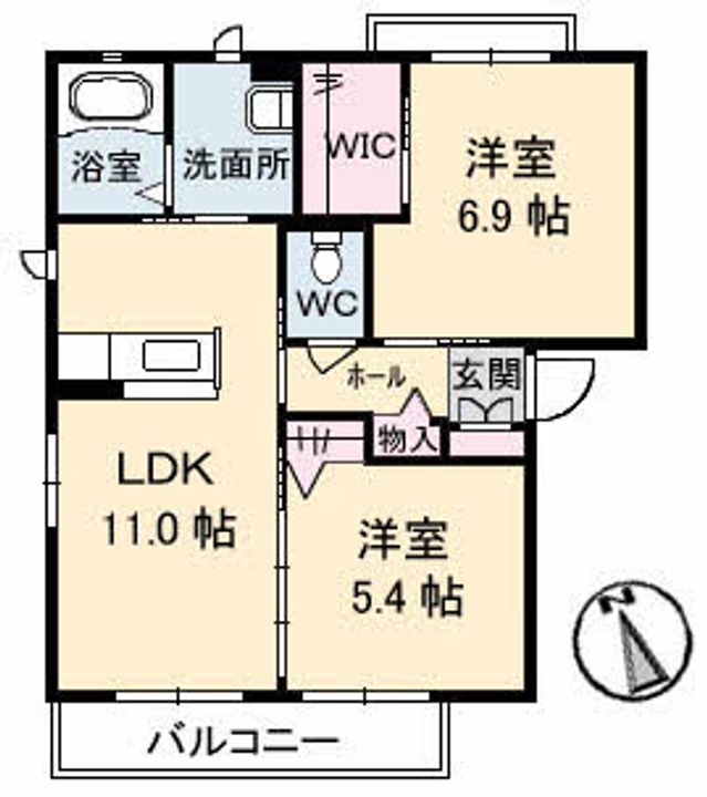 徳島県阿南市宝田町川原(アパート)の賃貸物件の間取り