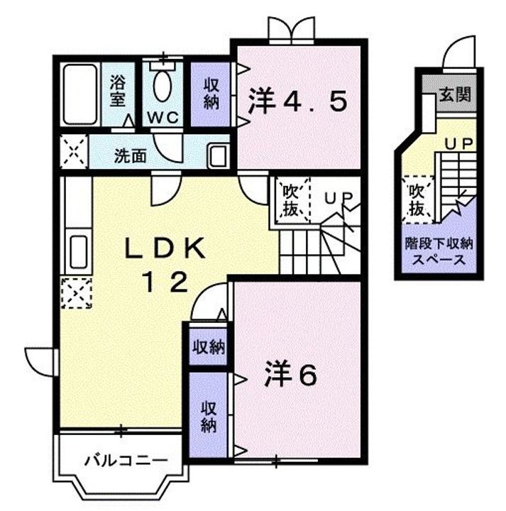 埼玉県熊谷市新堀(アパート)の賃貸物件の間取り