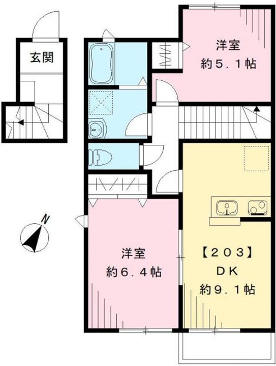 東京都東久留米市神宝町2(アパート)の賃貸物件の間取り