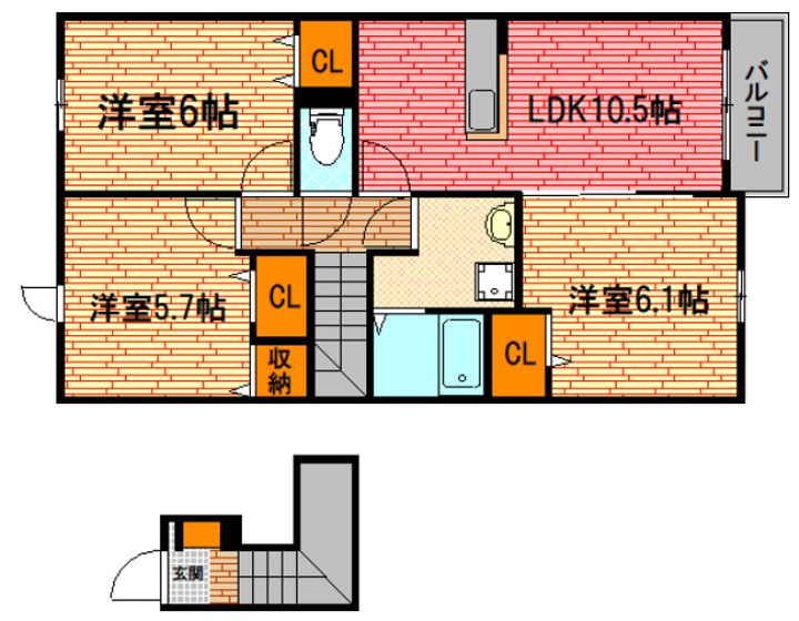 広島県三次市三次町(アパート)の賃貸物件の間取り
