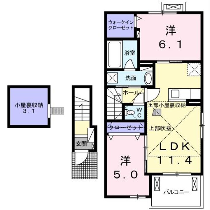 栃木県下都賀郡野木町大字南赤塚(アパート)の賃貸物件の間取り