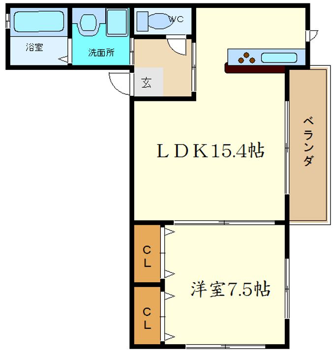 大阪府豊中市桜の町3(アパート)の賃貸物件の間取り