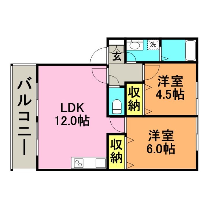 福岡県久留米市善導寺町与田(アパート)の賃貸物件の間取り