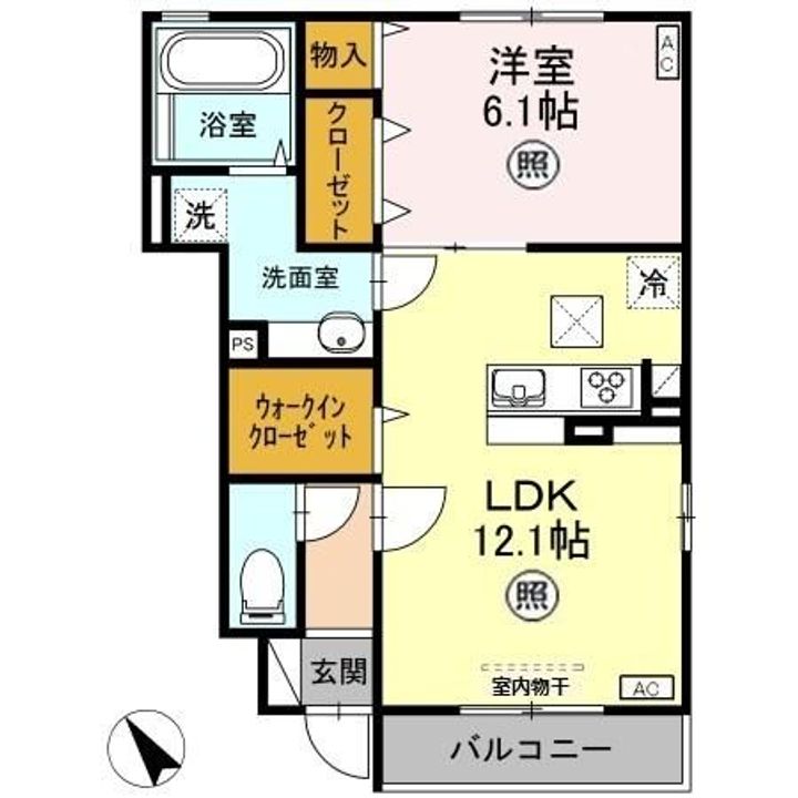 埼玉県熊谷市石原(アパート)の賃貸物件の間取り