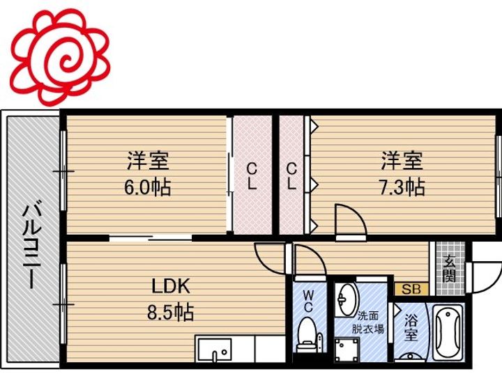 大阪府門真市桑才町(マンション)の賃貸物件の間取り