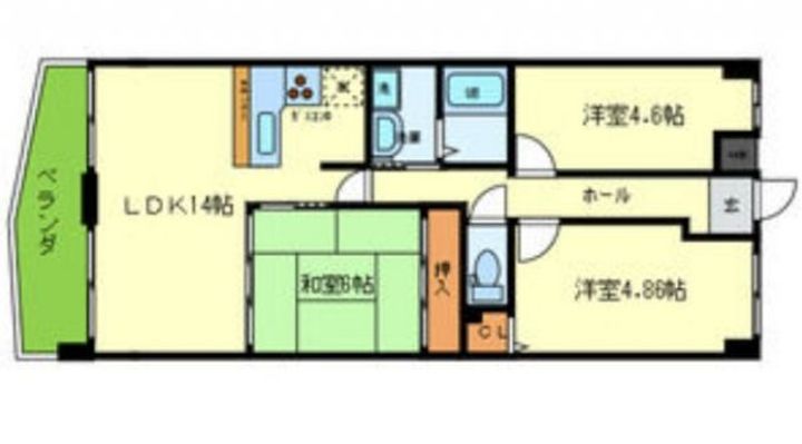 兵庫県明石市大久保町大窪(マンション)の賃貸物件の間取り