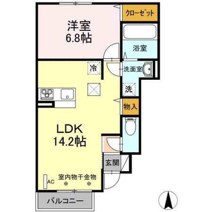 福島県福島市八木田字神明(アパート)の賃貸物件の間取り