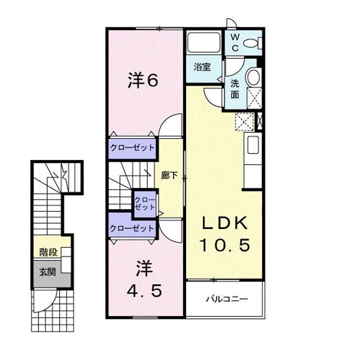 山口県岩国市由宇町南沖3(アパート)の賃貸物件の間取り