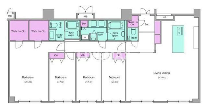 東京都港区西麻布4(マンション)の賃貸物件の間取り