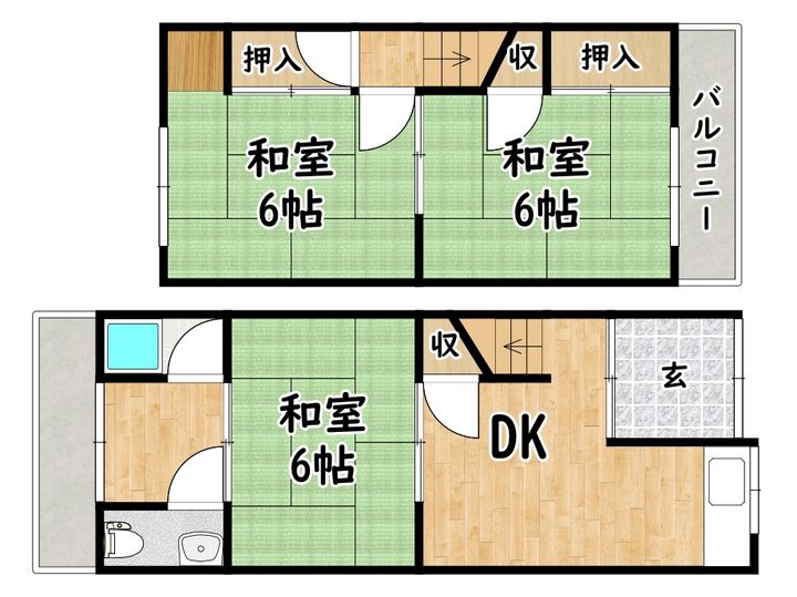 大阪府東大阪市中鴻池町2(一戸建)の賃貸物件の間取り