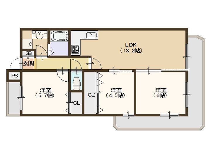 大阪府大阪市住之江区新北島3(マンション)の賃貸物件の間取り