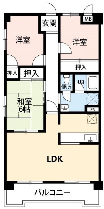 千葉県松戸市常盤平1(マンション)の賃貸物件の間取り