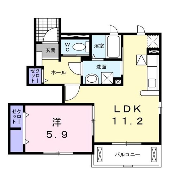 福島県いわき市泉町滝尻字御前田(アパート)の賃貸物件の間取り